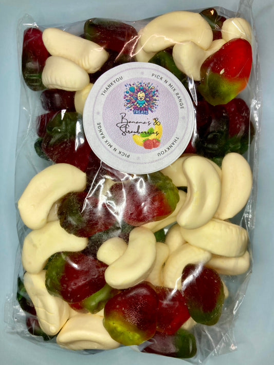 🍌🍓 Foam Bananas & Jelly Strawberries – 250g of Fruity, Chewy Joy! 🍬💖